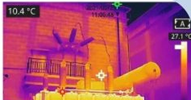 Imagem térmica de um transformador captada pelo K1 + Thermal